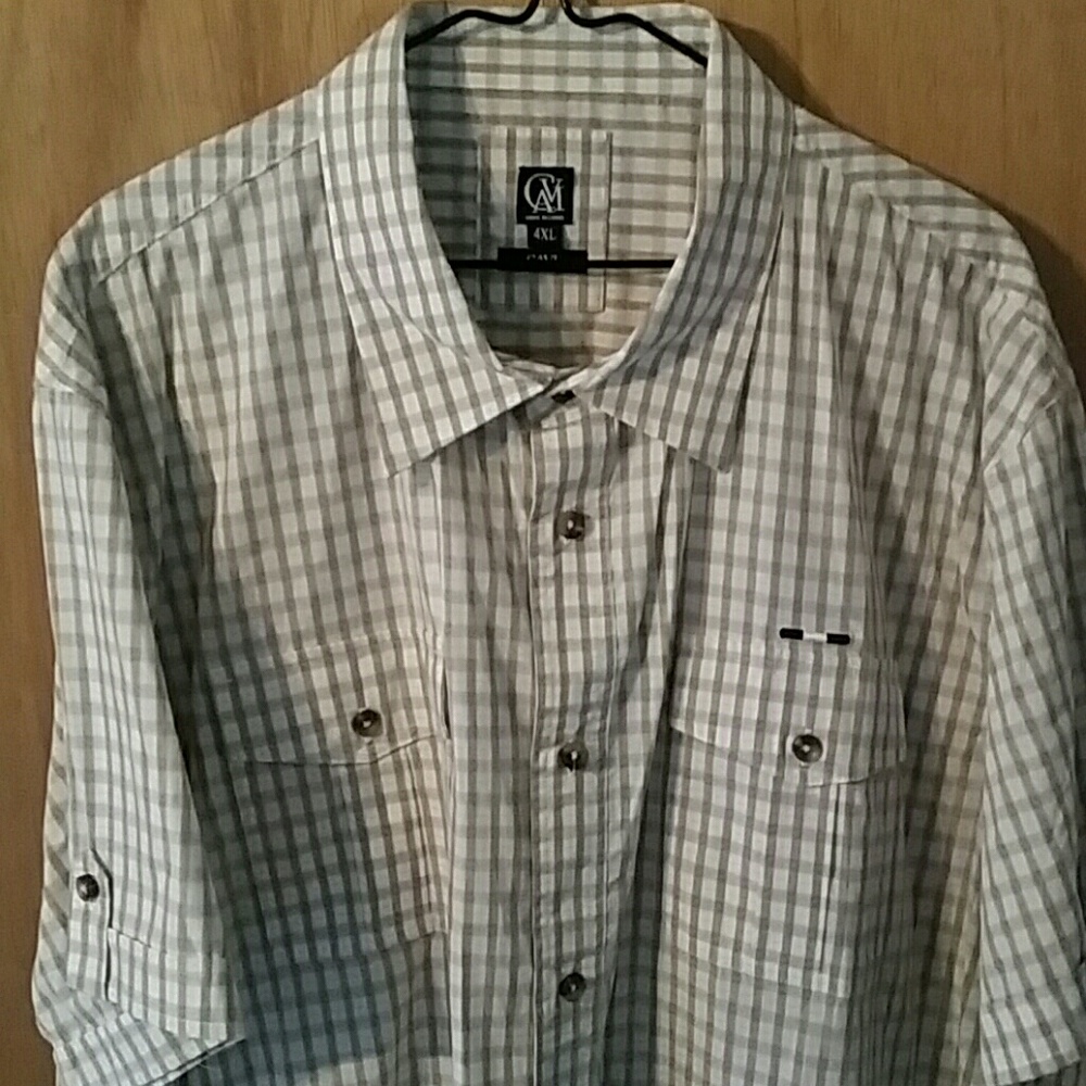 Cavi men's white and beige checkered button-down
